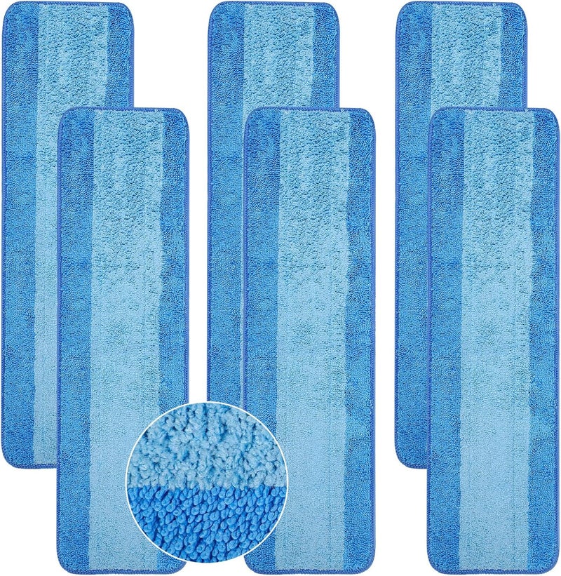 wlich 6 Pack Microfiber Cleaning Pads are Compatible with Bona Mop,18 Inch Replaceable Mop Pad Refill,Washable & Reusable Blue Microfiber Mop Pads for Hardwood and Hard-Surface Floors - Image 1